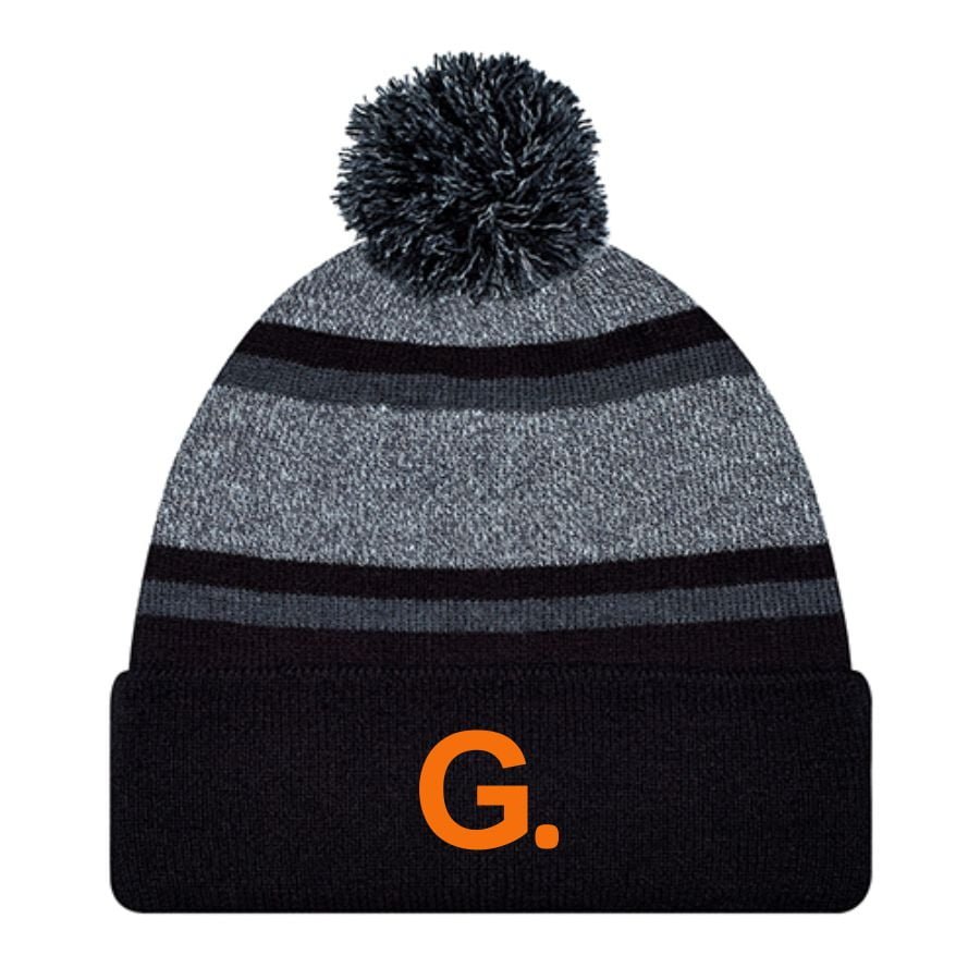 Stripey Cuff Toque With Pom Pom